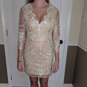 Gold and white sequin dress